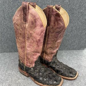 Anderson Bean Women`s Stone Big Bass Cutter Toe Exotic Distressed Boot Sz 8